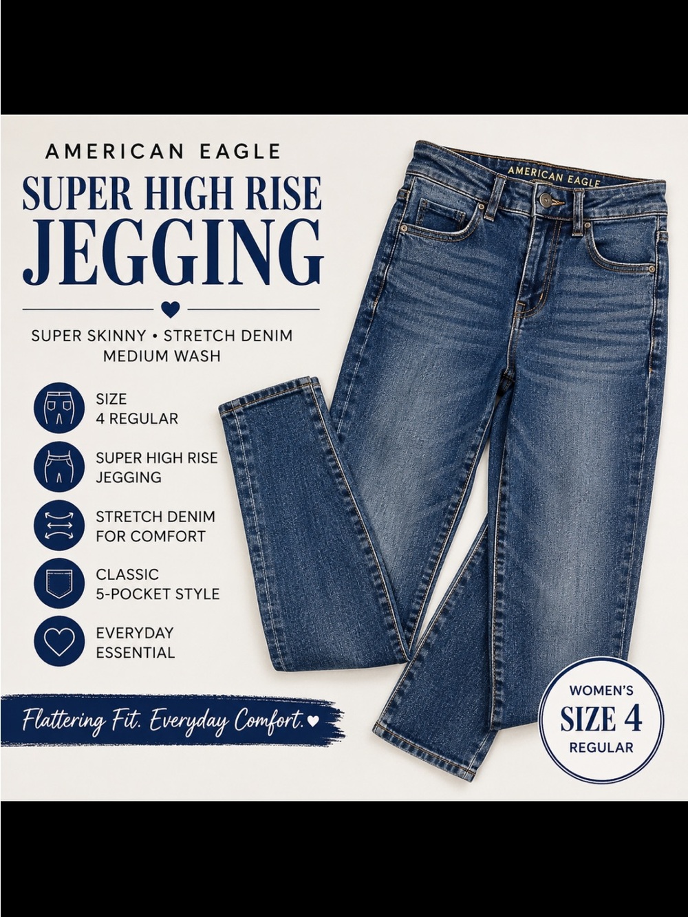 American Eagle Outfitters Super High Rise Jegging - Medium Wash Blue